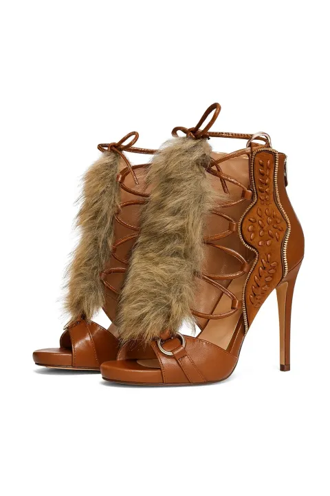 Brown fur boots