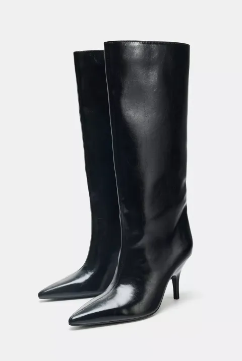 Black leather boots