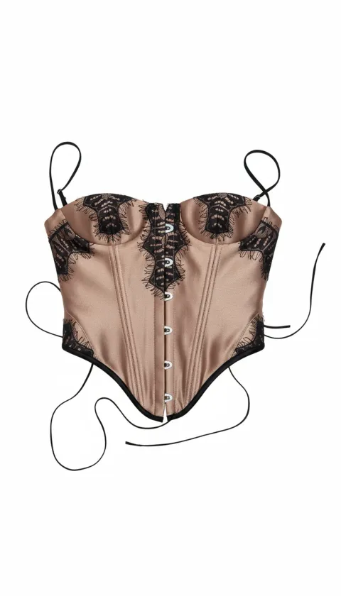 Beige corset with black lace