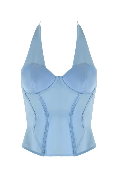 Light blue corset with neck ribbons