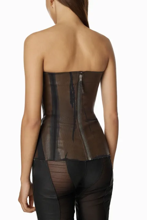 Brown distressed leather corset
