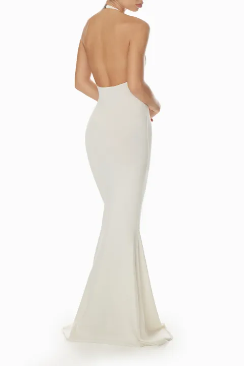 White bodycon dress with open back
