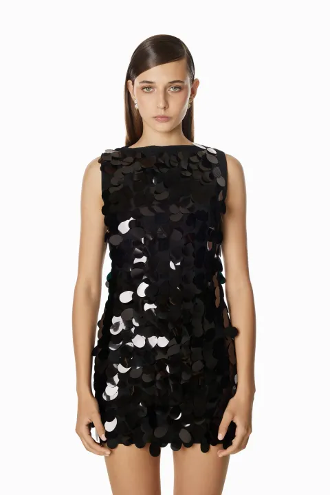Black dress with large sequins
