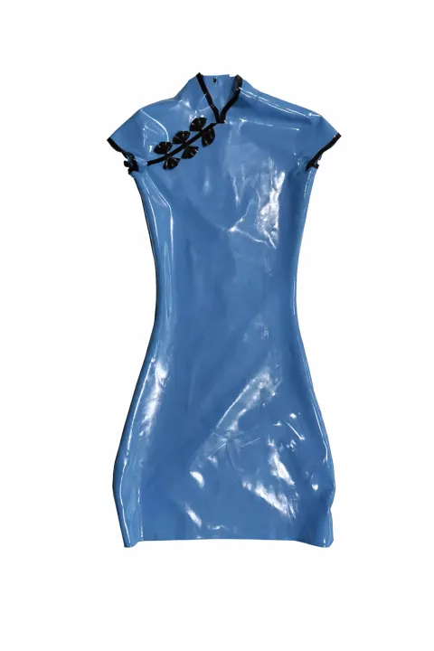 Light blue Asian-style latex dress