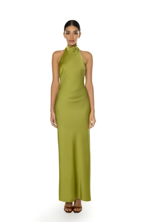 Pistachio dress with open back