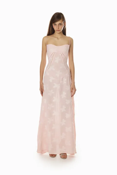 Light pink A-line dress with applique
