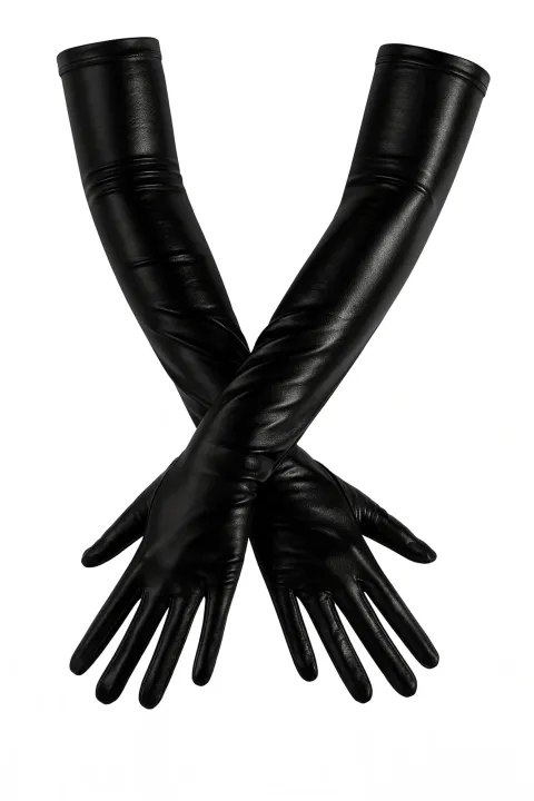 Black leather gloves