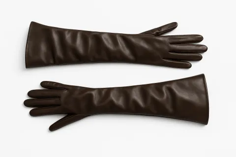 Brown leather gloves