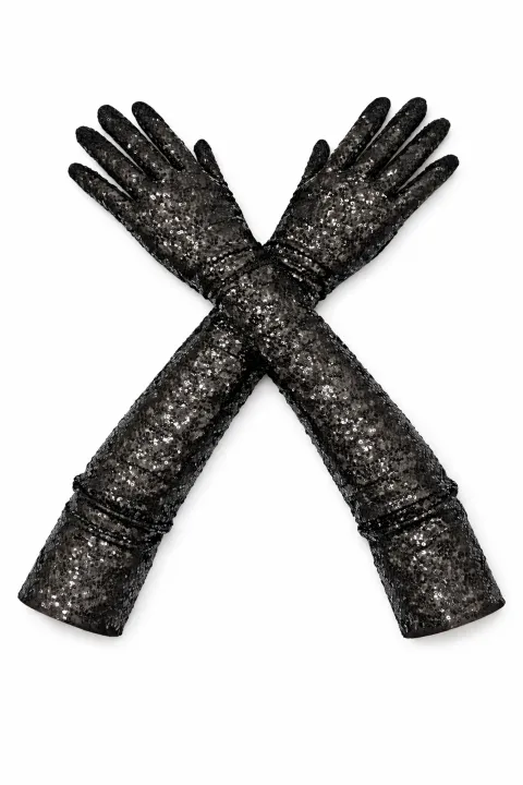 Black sequin gloves
