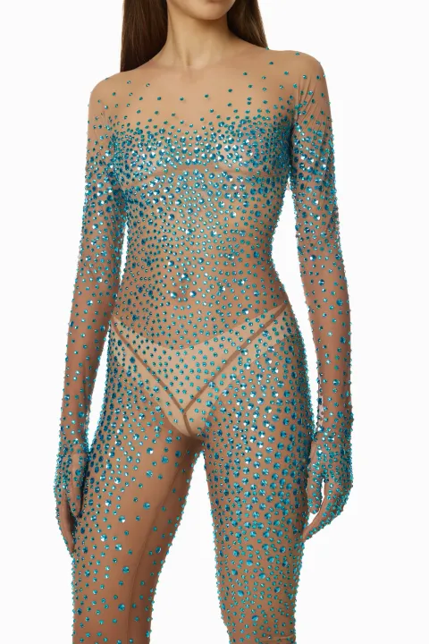 Light blue rhinestone jumpsuit