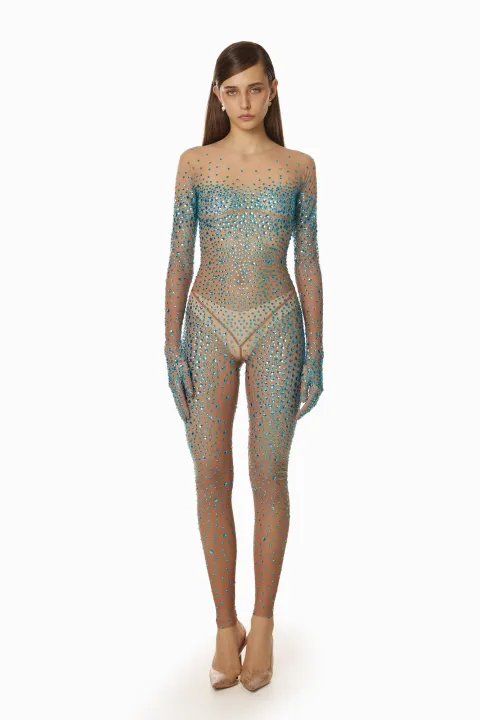 Light blue rhinestone jumpsuit
