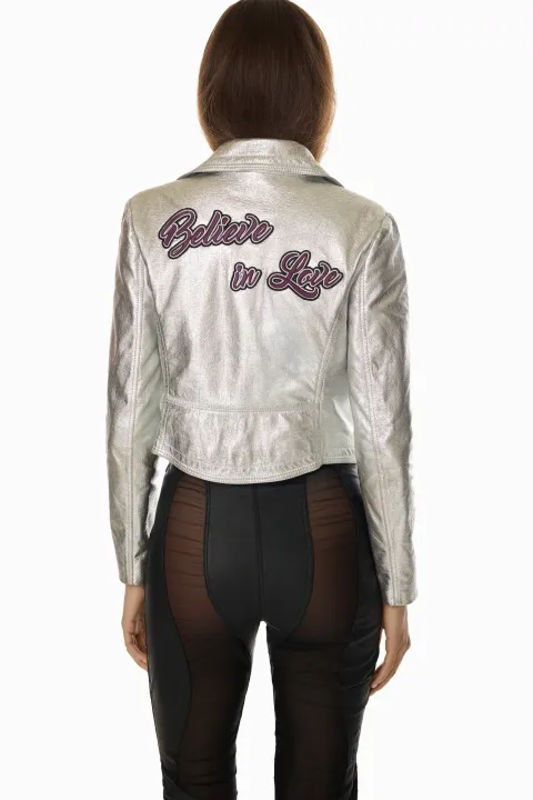 Faux leather skinny pants with mesh