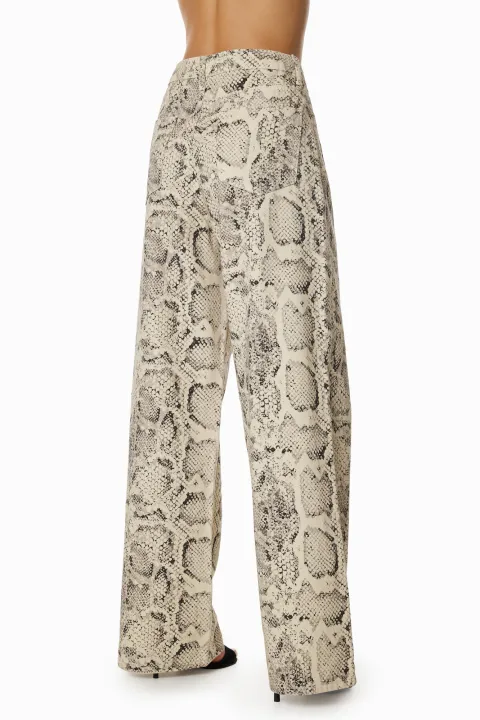 Beige snake print pants