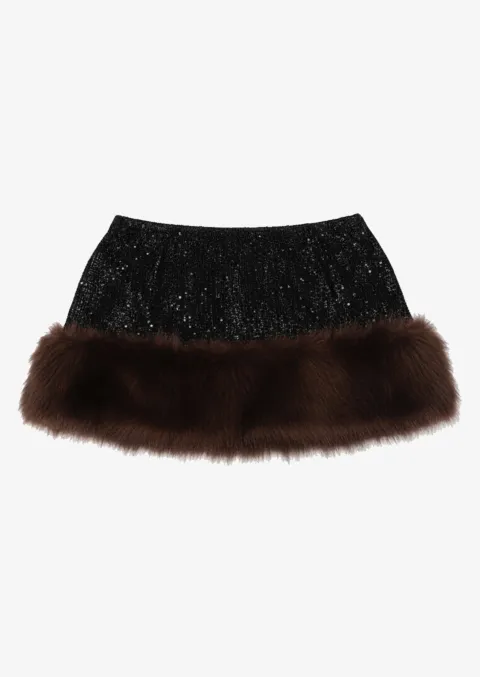 Fur set with rhinestones