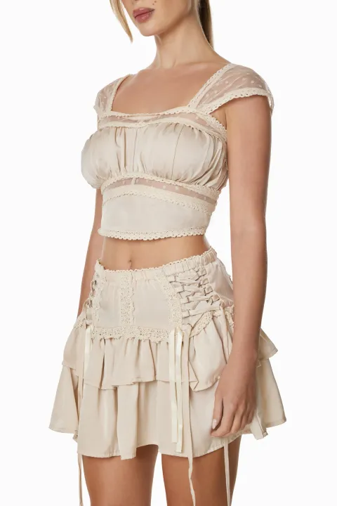 Beige top and skirt set
