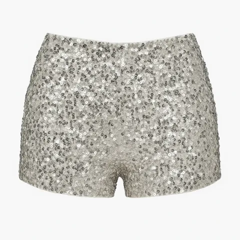 Silver sequin mini shorts
