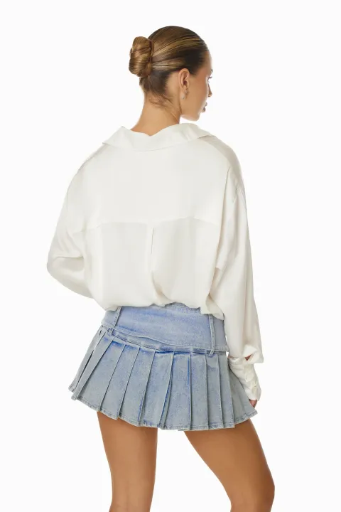 Mini pleated skirt with wide belt