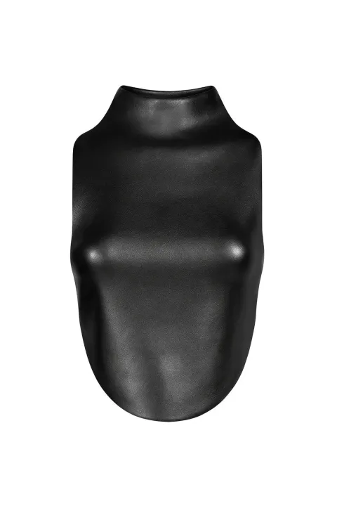 Structured leather backless top