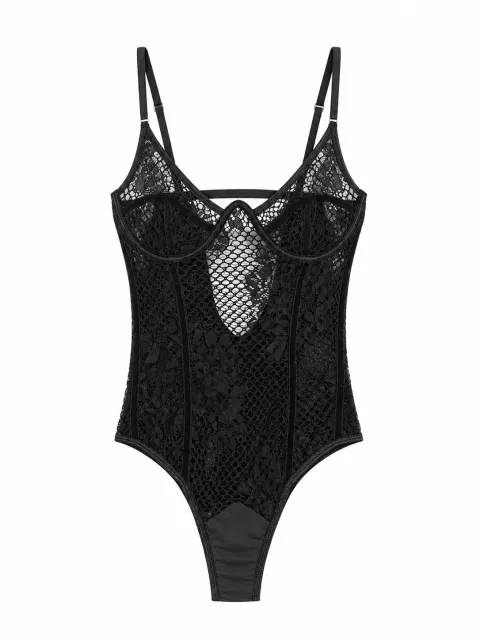 Black lace corset bodysuit