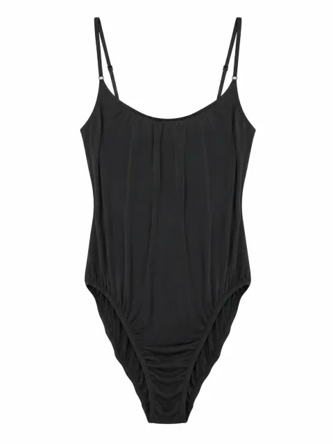Open-back bodysuit with thin straps