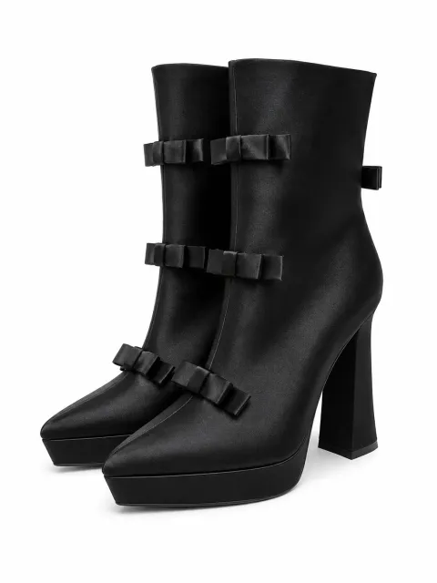 Black ankle boots with bows
