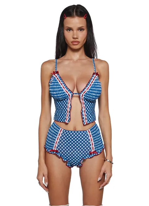 Checked country-style lingerie set