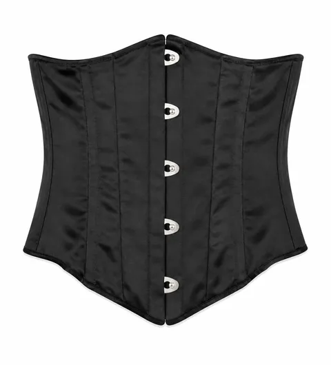 Satin corset with silver clasps