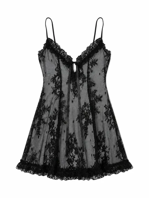 Black lace slip dress