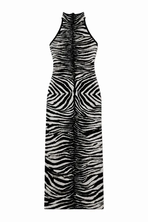 Zebra-print midi dress