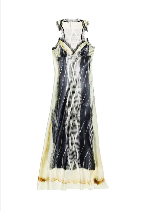 Printed dress with lace insert
