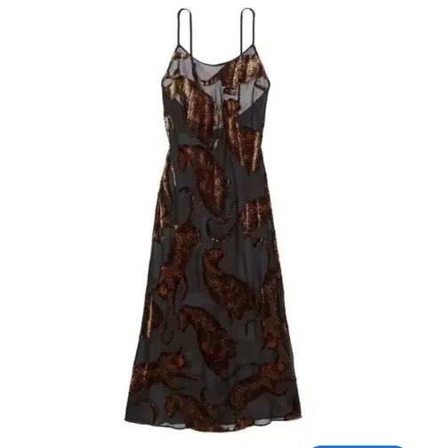 Sheer dress with velvet animal print