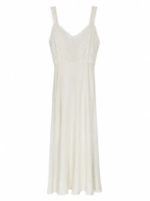 Embroidered satin dress