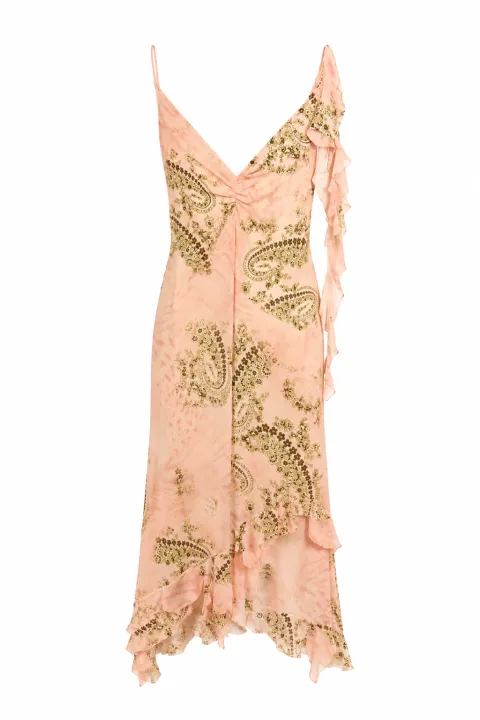 Vintage dress with shoulder train