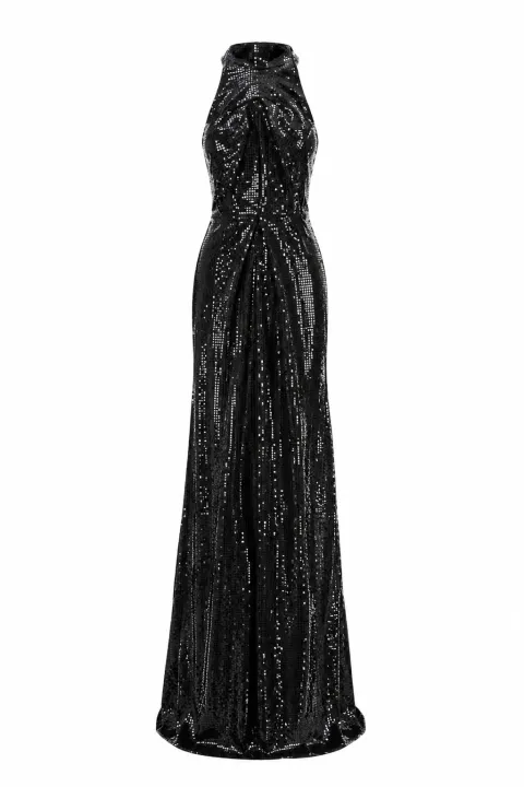 Open-back sequin maxi dress