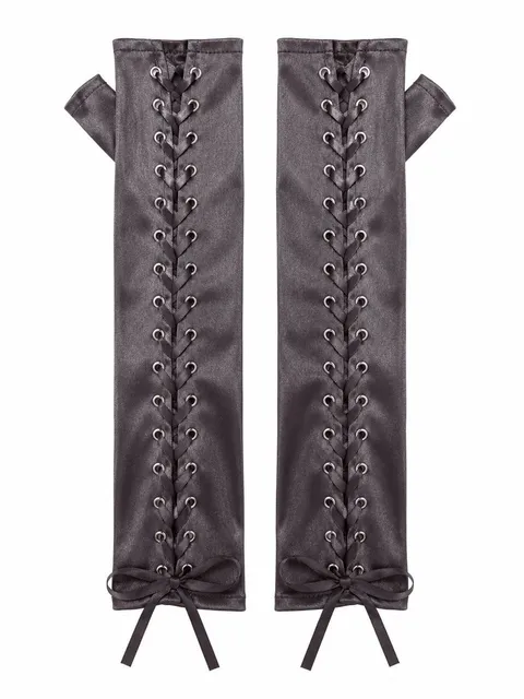 Satin fingerless gloves with corset ribbon
