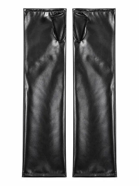Faux-leather fingerless gloves