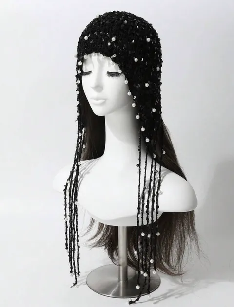 Pearl and sequin bonnet