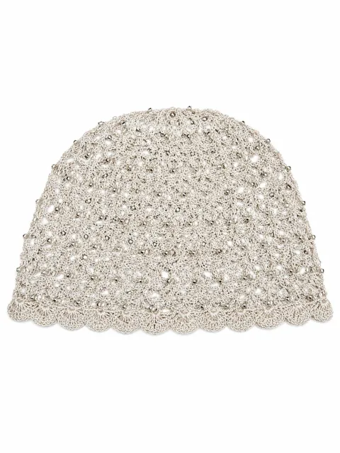 Beaded knitted bonnet