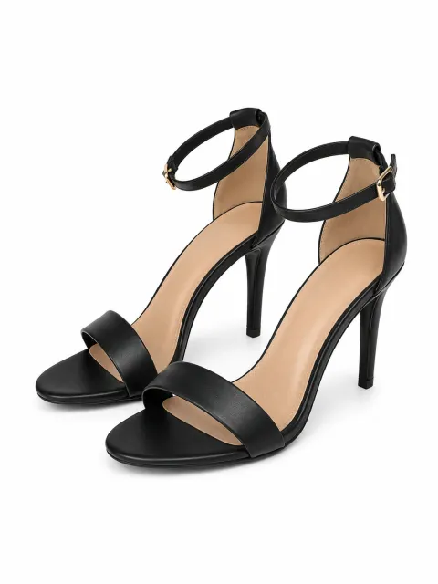 Black matte-leather sandals