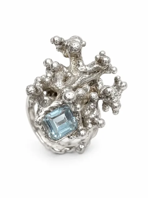 Textured ring with blue stone
