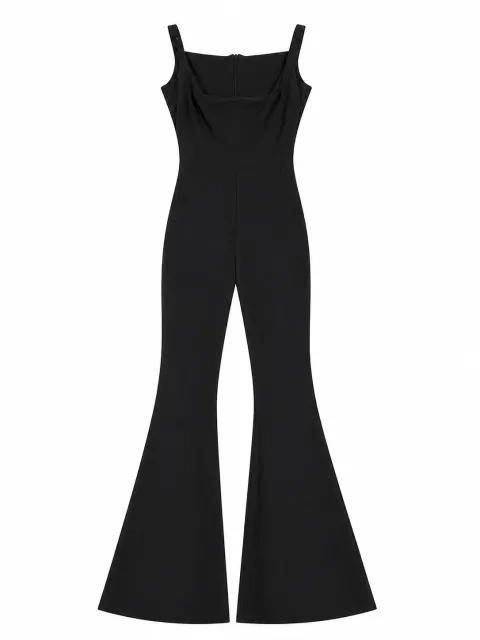 Black strappy flared jumpsuit