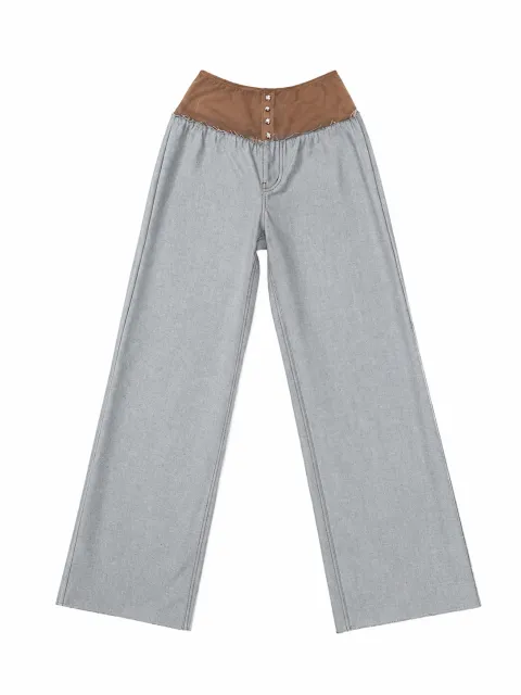 Wide-leg jeans with mesh waistband