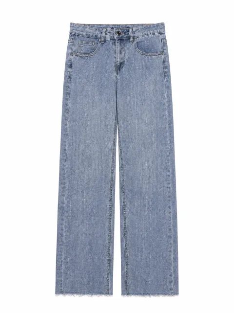 Straight-leg jeans with rhinestones