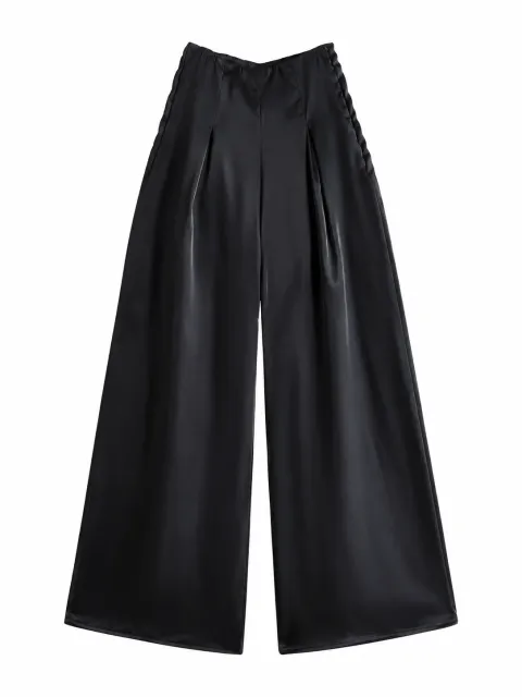 Wide-leg satin trousers