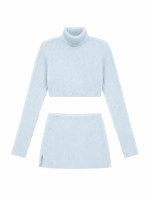 Fluffy open-back knit set