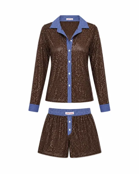Sequin shirt and shorts set