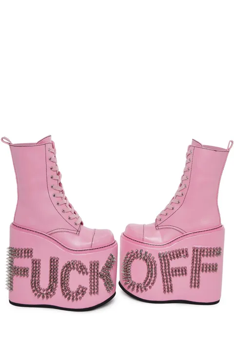 Pink Fuck Off boots