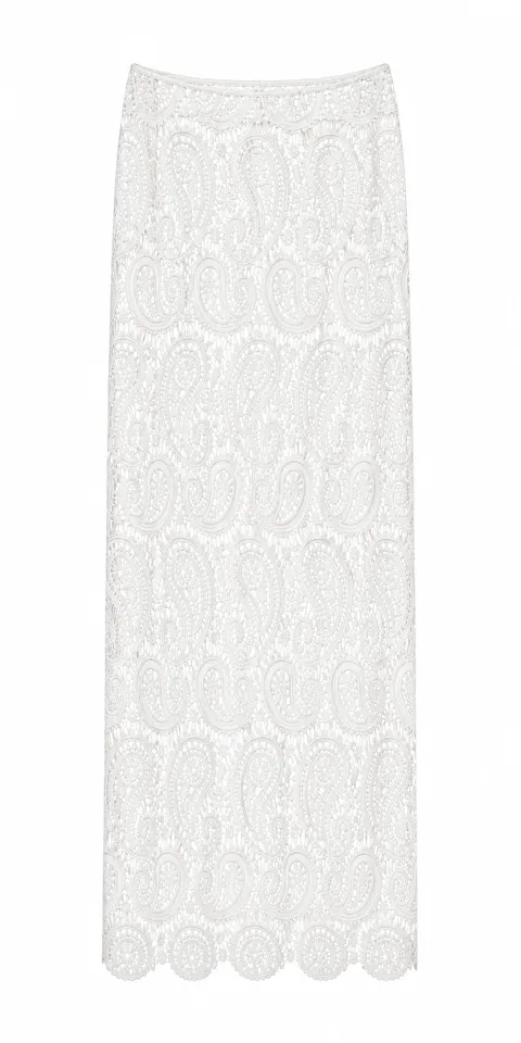 Sheer floor-length lace skirt