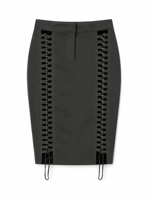 Lace-up pencil skirt