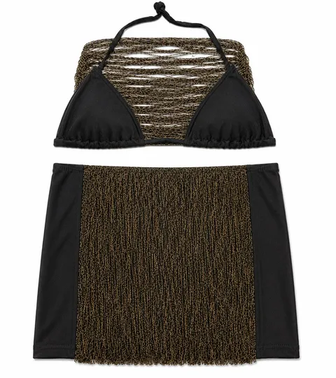 Gold-lurex swimsuit